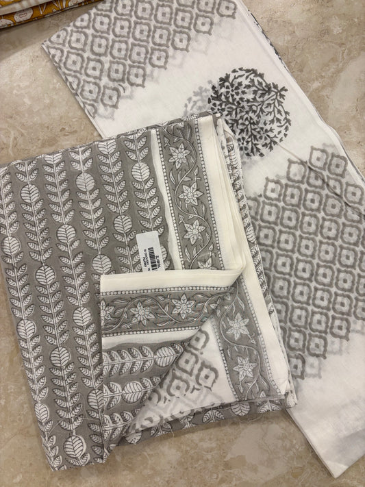 Cotton Block Printed Unstitched Suit Set