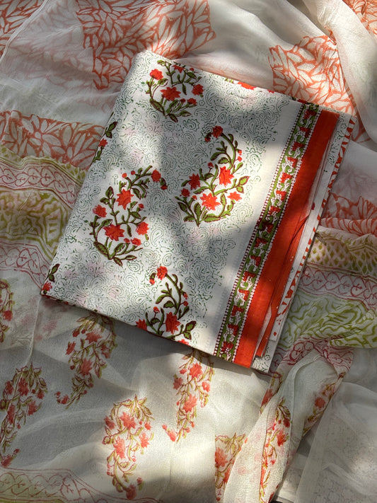 Chiffon Dupatta Cotton Suit Set