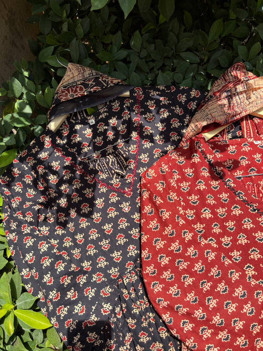 Ajrak Print Alia Cut Cotton Anarkali Suit Set