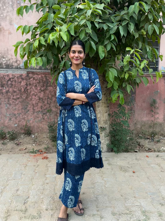 Indigo Floral Printed Cotton Co-ord Set