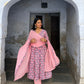 Pink Butta Print Pure Hand-block Anarkali Suit Set