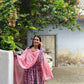 Pink Butta Print Pure Hand-block Anarkali Suit Set