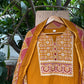 Mustard Cotton Suit Set with Ajrak Printed Dupatta