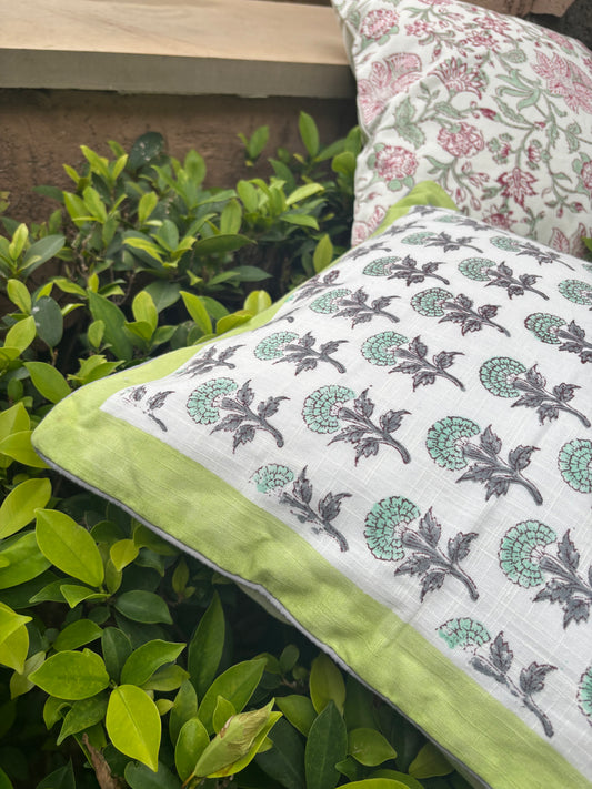 Cotton Slub  Hand Block Printed Cushion Cover