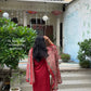Red Cotton Suit Set with Ajrak Printed Dupatta