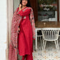 Red Cotton Suit Set with Ajrak Printed Dupatta