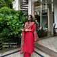Red Cotton Suit Set with Ajrak Printed Dupatta