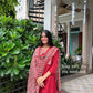 Red Cotton Suit Set with Ajrak Printed Dupatta