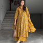 Floral V-neck Printed Cotton Straight Suit Set