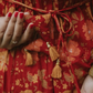 Red Floral Block Printed Anarkali Suit Set