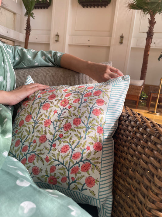 Canvas Hand Block Printed Pure Cotton Cushion Cover