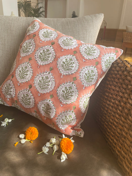 Canvas Hand Block Printed Pure Cotton Cushion Cover