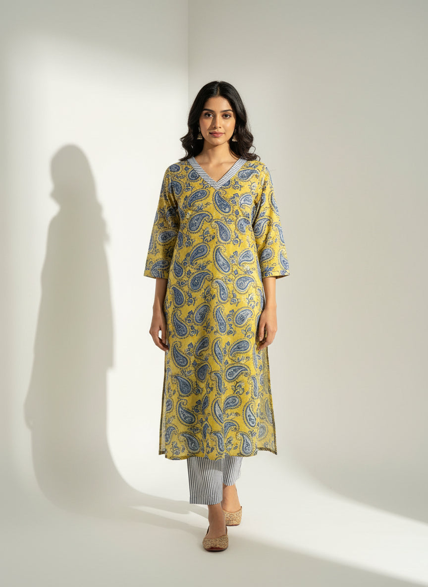 Pure Hand Block Printed Kurta Set