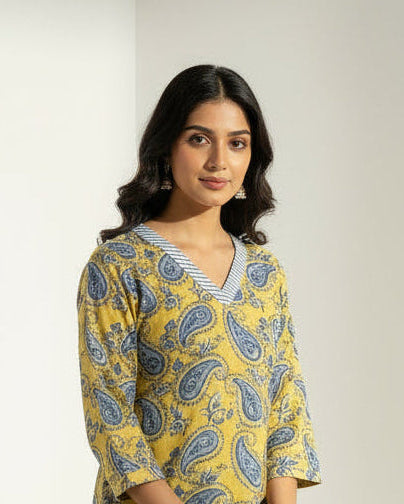Pure Hand Block Printed Kurta Set