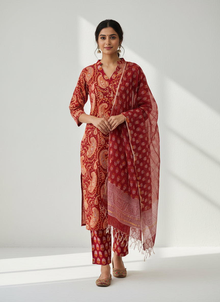 Pure Hand Block Printed Kurta Set