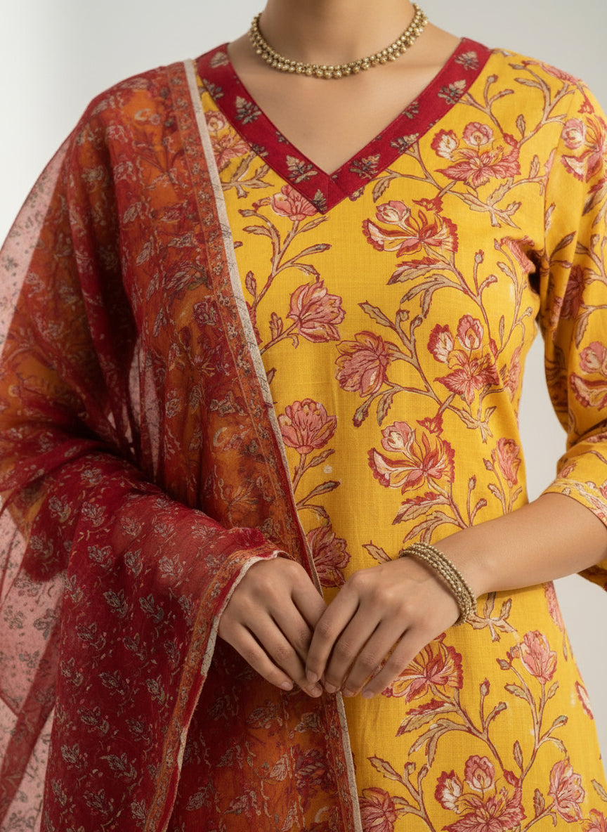 Pure Hand Block Printed Kurta Set