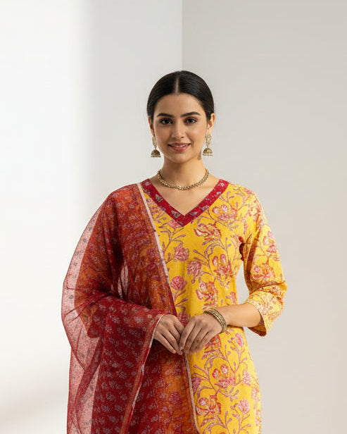 Pure Hand Block Printed Kurta Set