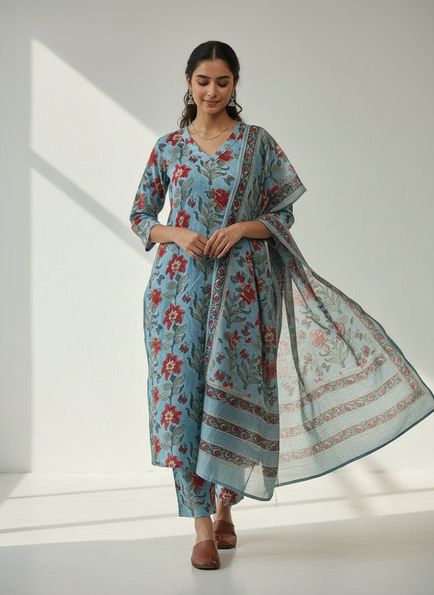 Pure Hand Block Printed Kurta Set