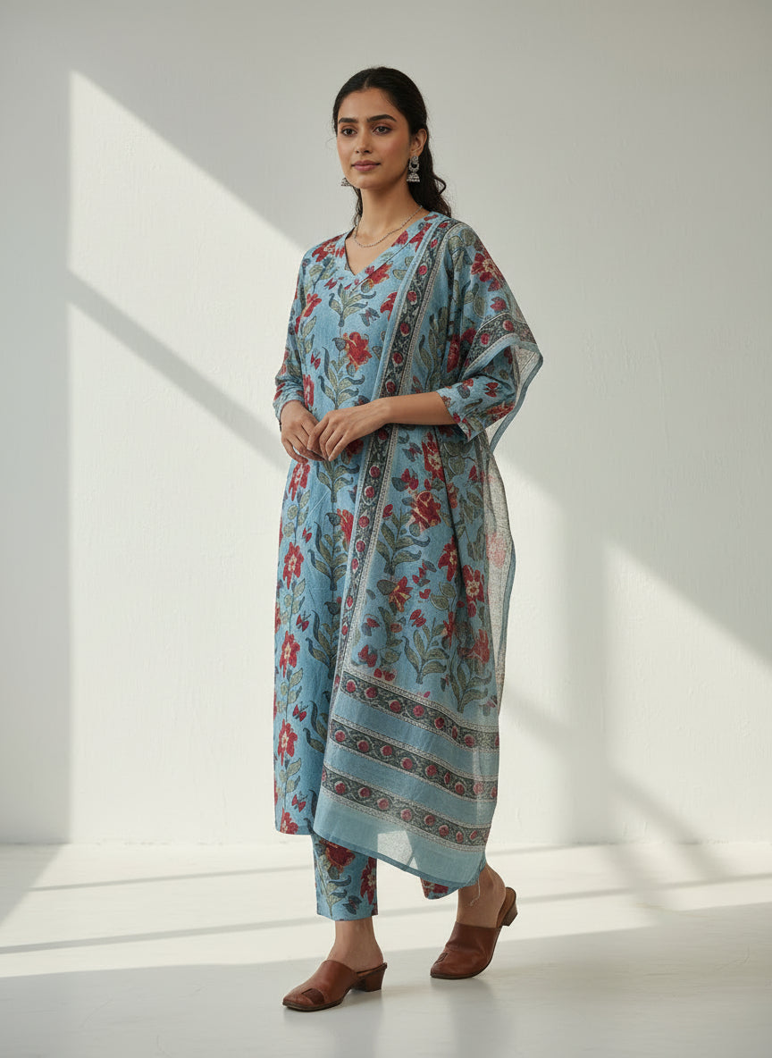 Pure Hand Block Printed Kurta Set