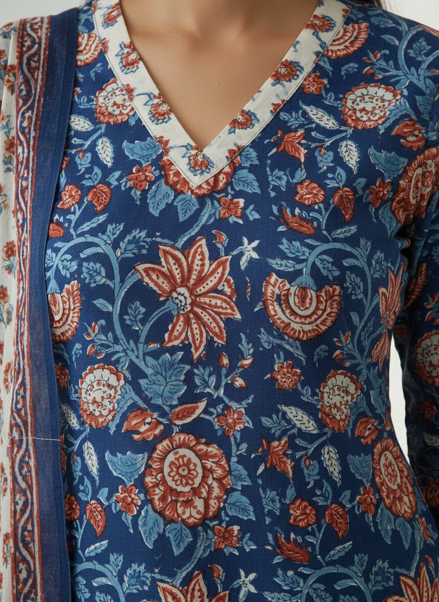 Pure Hand Block Printed Kurta Set