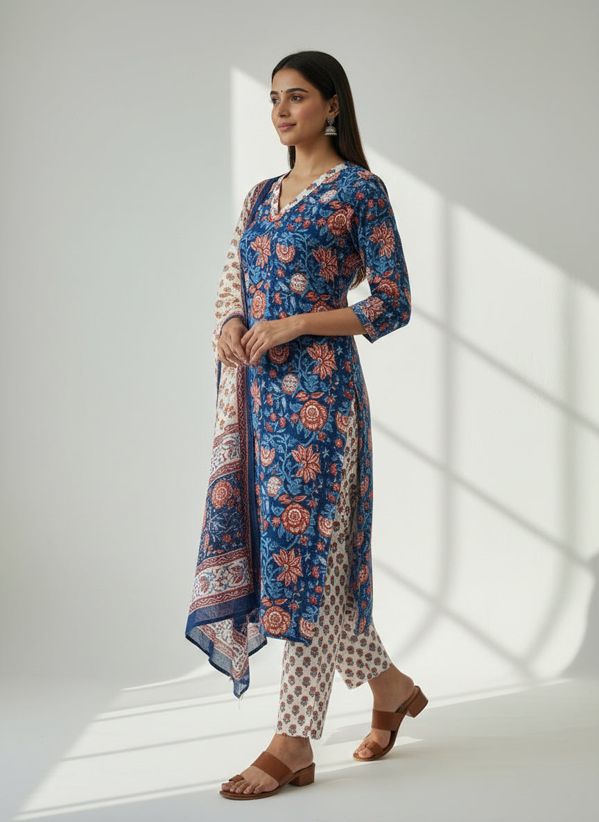 Pure Hand Block Printed Kurta Set