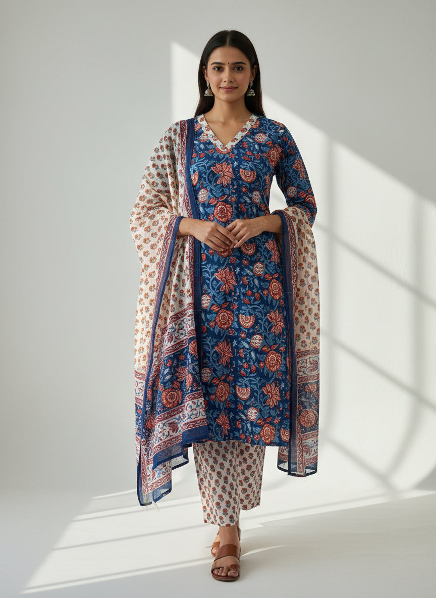 Pure Hand Block Printed Kurta Set