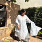 Mul Chanderi A-Line Kurta Set with Elegant Thread Embroidery (Light Blue)