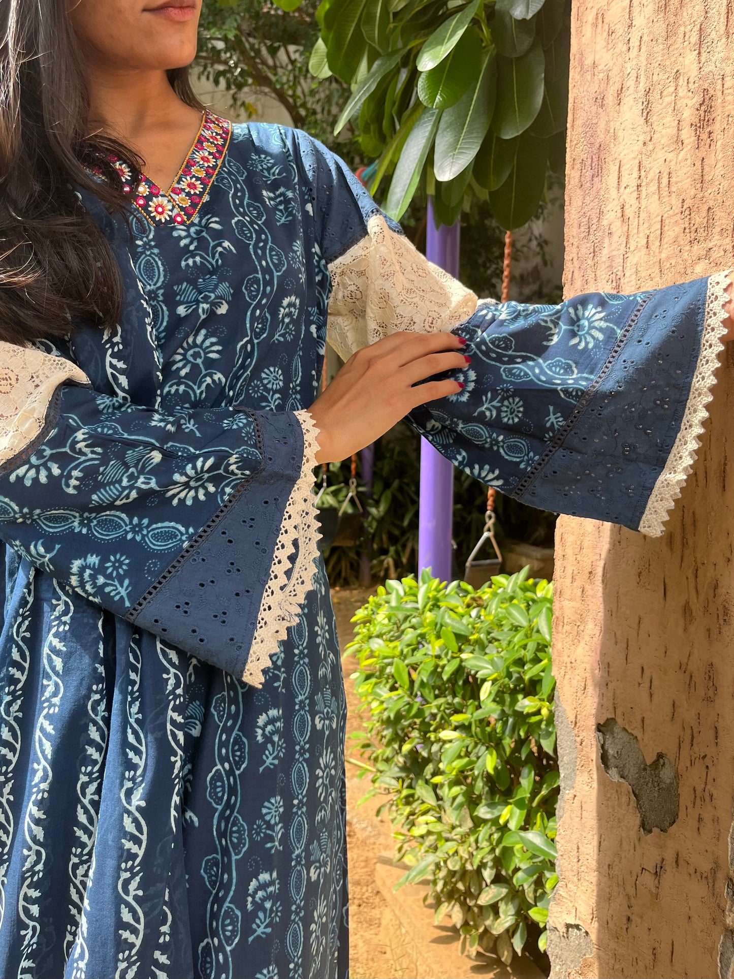 Indigo Straight Suit Set