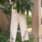 Floral Embroidered V-neck Cotton Straight Suit Set