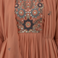 Rust Mul Chanderi A-Line Kurta Set