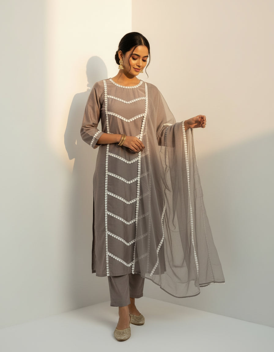 Soft Linen Grey Suit Set