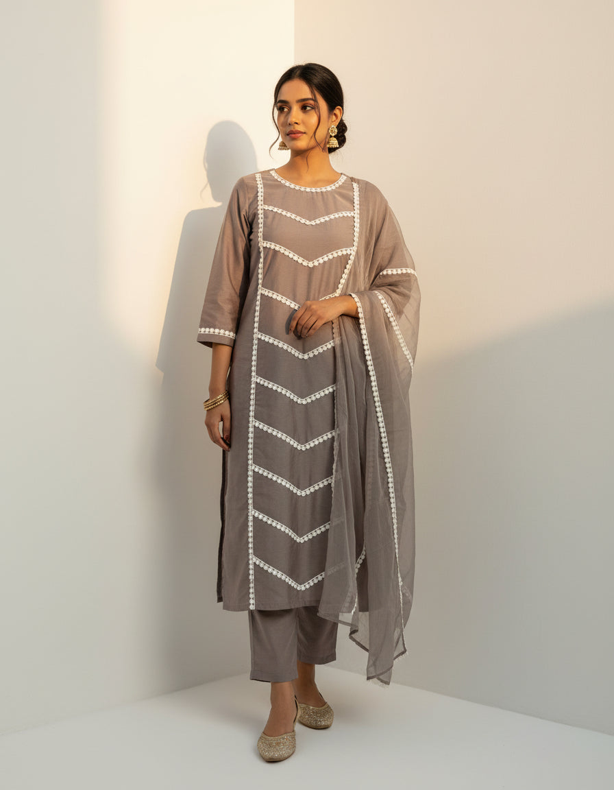 Soft Linen Grey Suit Set