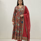 Angrakha Pattern Cotton Anarkali with Kota Doriya Dupatta