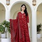 Cotton Anarkali with Handwork and Schiffly Dupatta.