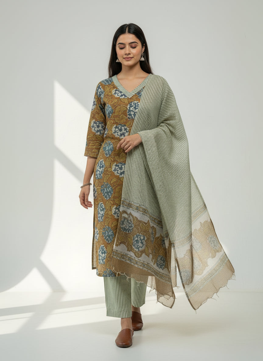 Pure Hand Block Printed Kurta Set