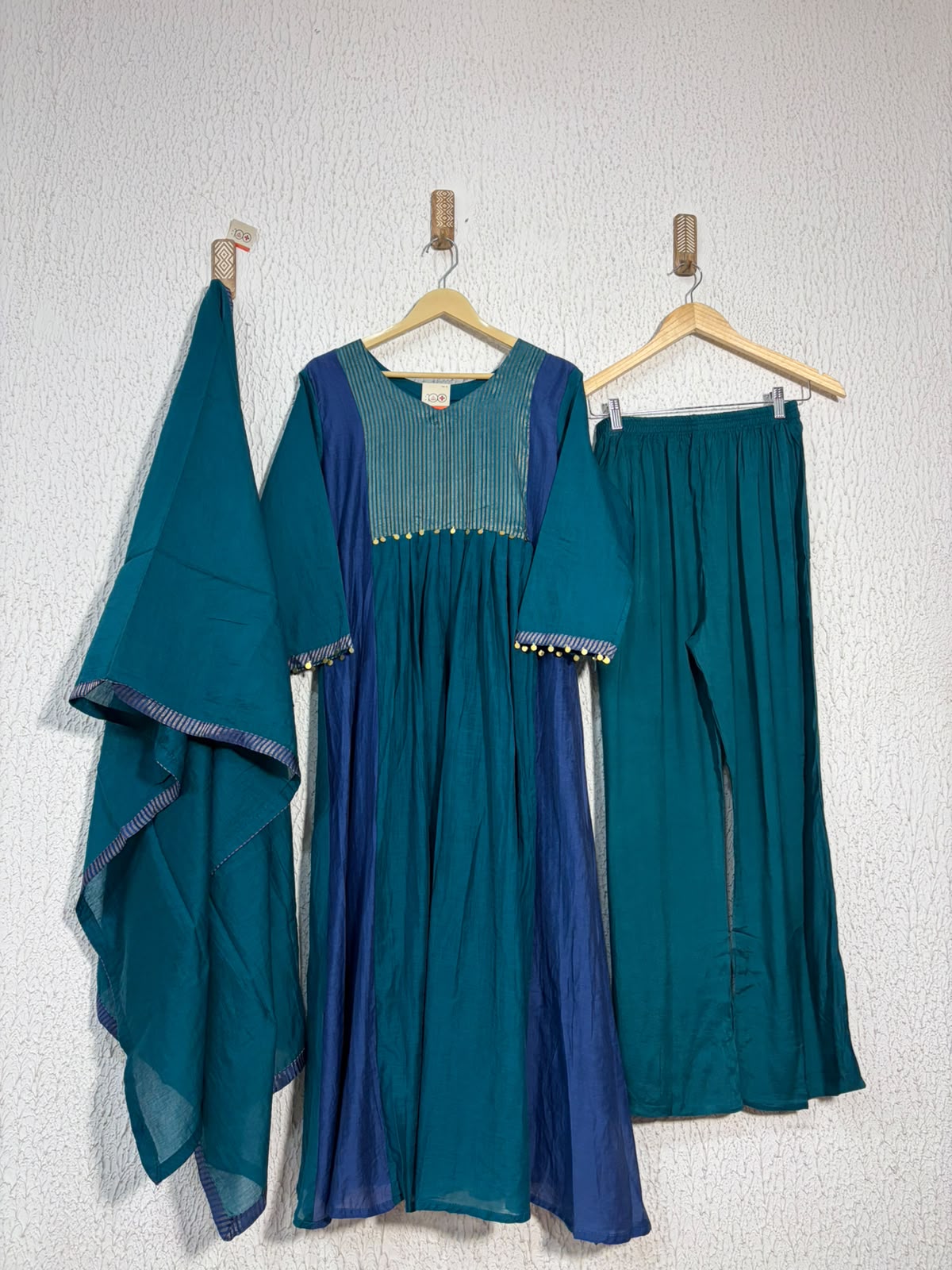 Mulchanderi A-Line 3-Piece Set with Lining
