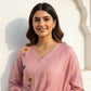 Mul Chanderi Floral Kurta Set with Delicate Embroidery (Pink)
