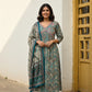Blue Printed cotton with Printed Dupatta