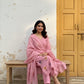 Mul Chanderi Floral Kurta Set with Delicate Embroidery (Pink)