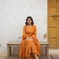 A-Line Mul Chanderi Kurta Set with Floral Embroidery