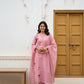 Mul Chanderi Floral Kurta Set with Delicate Embroidery (Pink)