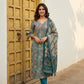 Blue Printed cotton with Printed Dupatta