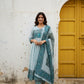 Blue Print Mul Cotton Anarkali Suit Set