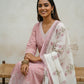 Pastel Cotton Kurta Set with Kota Doriya Dupatta (Pastel Pink)