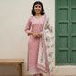 Pastel Cotton Kurta Set with Kota Doriya Dupatta (Pastel Pink)
