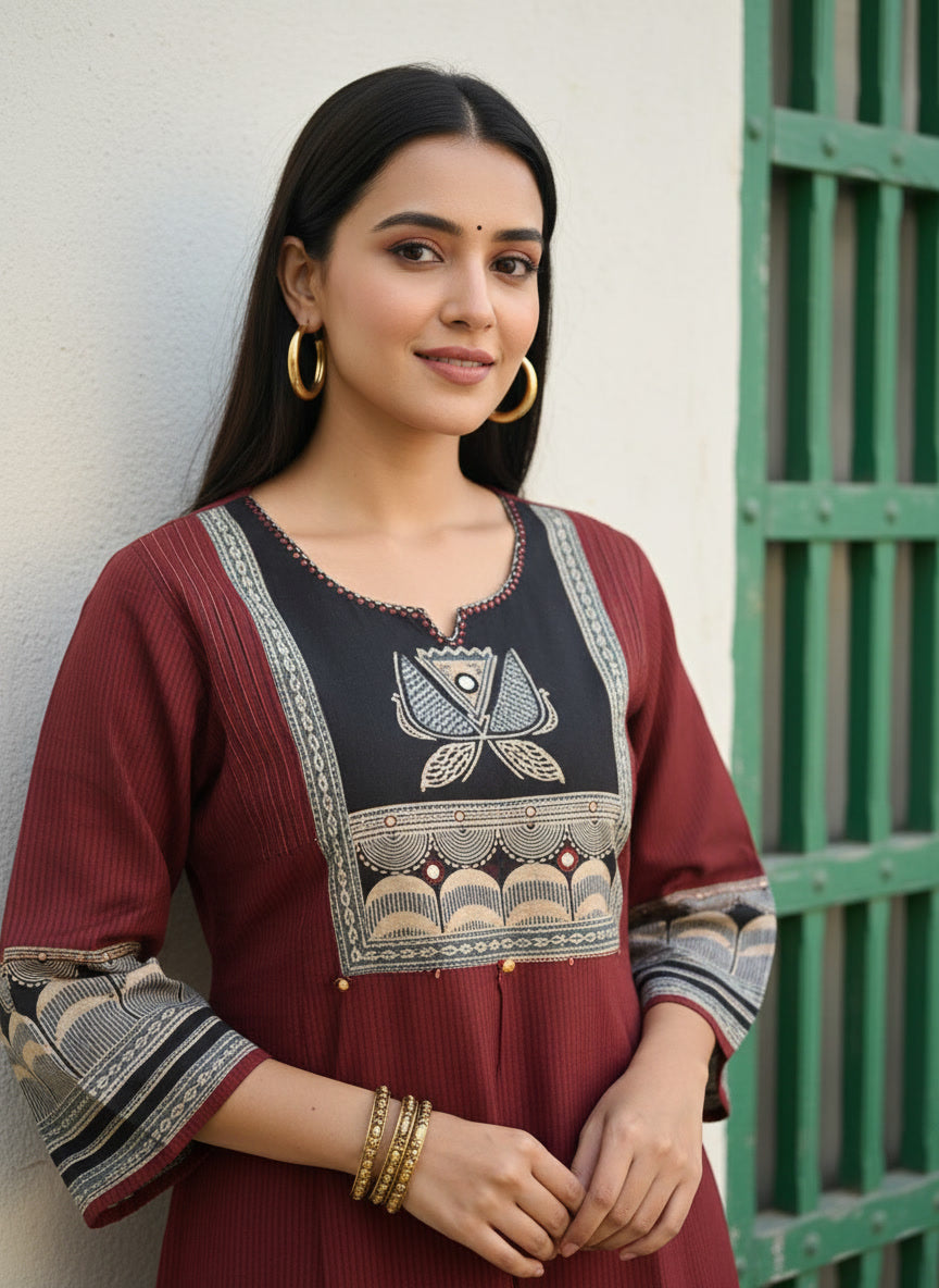 Handcrafted Printed Kurta Set with Statement Dupatta