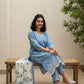 Pastel Cotton Kurta Set with Kota Doriya Dupatta (Pastel Blue)