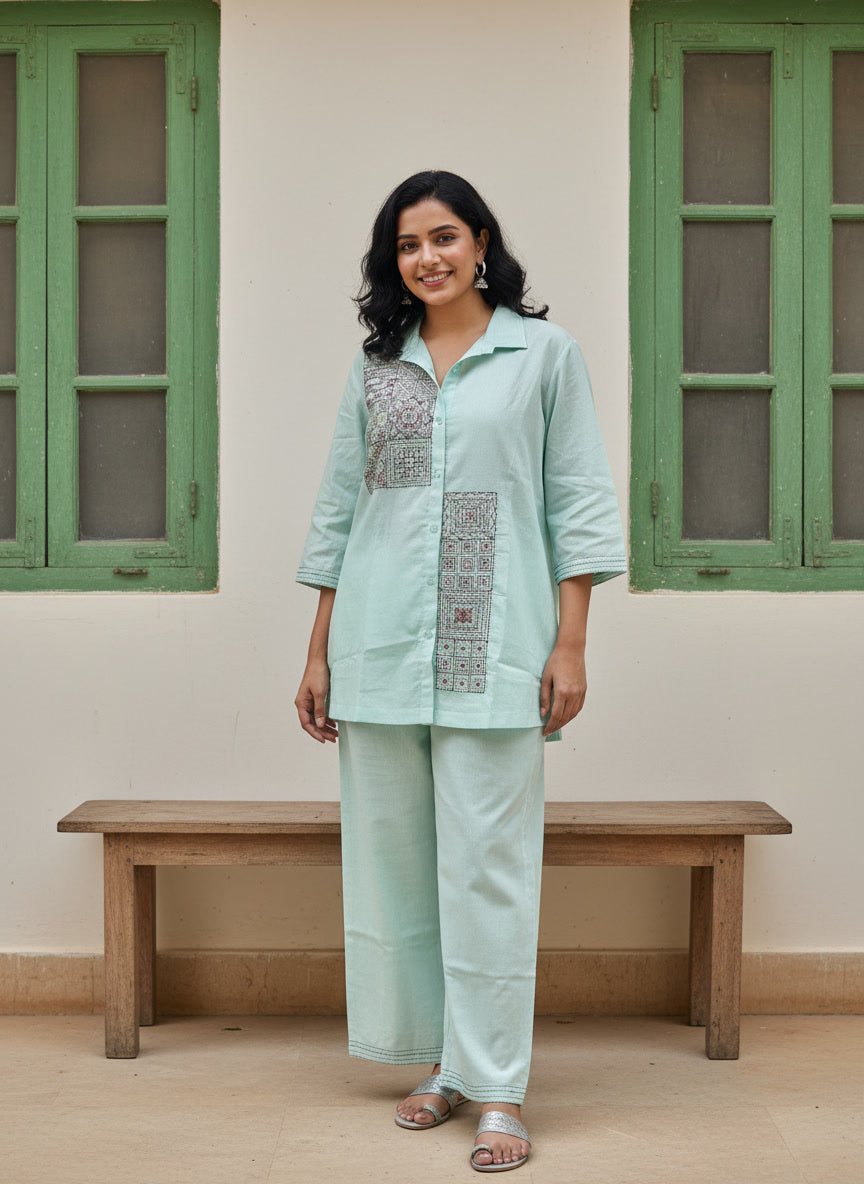 Pure Cotton Embroidered Co-ord Set