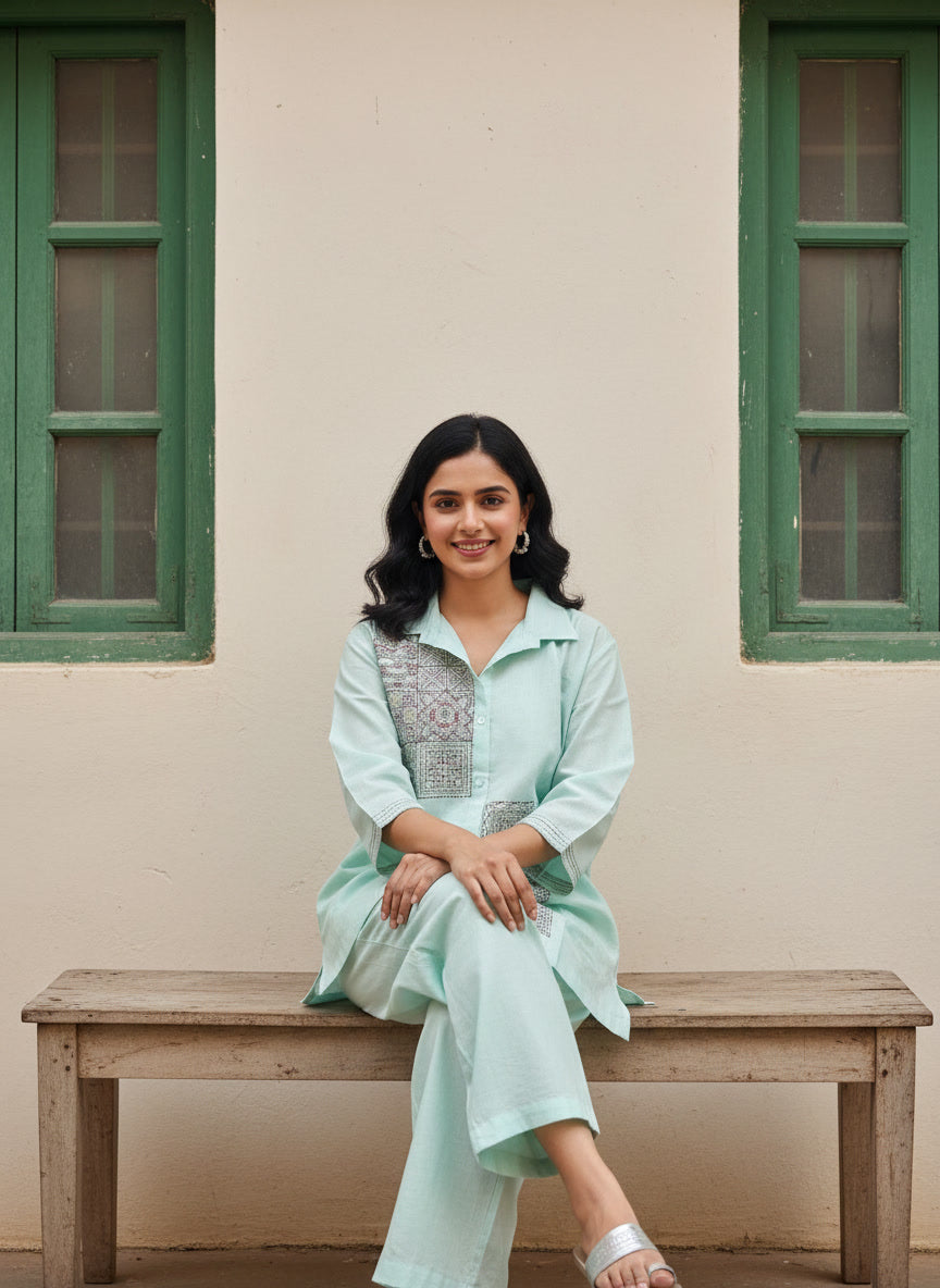 Pure Cotton Embroidered Co-ord Set