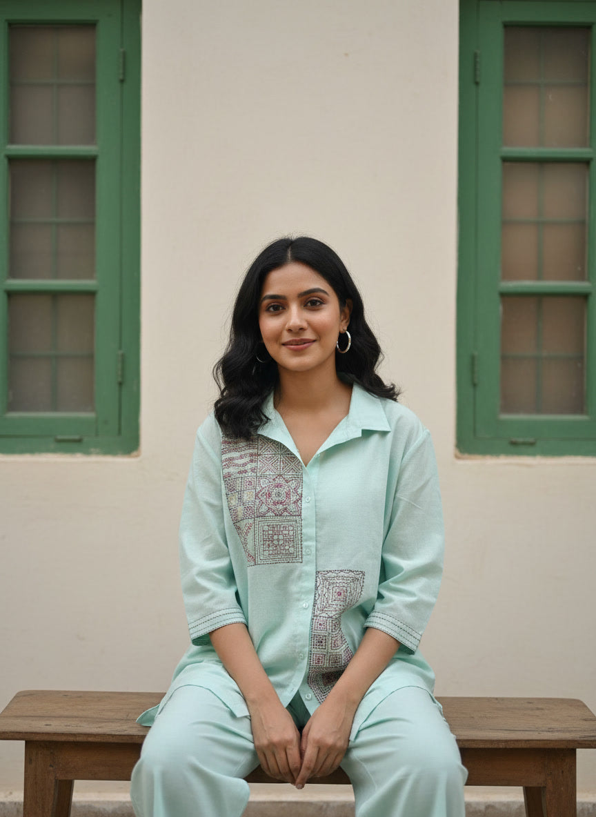Pure Cotton Embroidered Co-ord Set